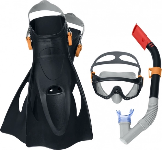 Set de snorkel con máscara, tubo y aletas negro BESTWAY