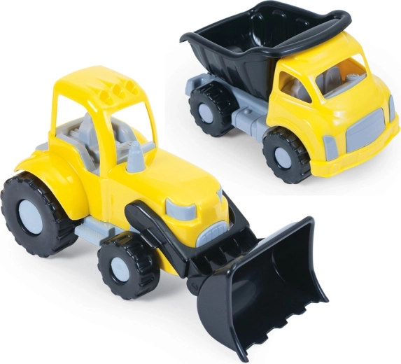 Gran set de construcción: camión volquete y cargadora frontal