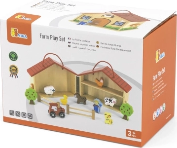 VIGA granja de madera: set de juego portátil plegable
