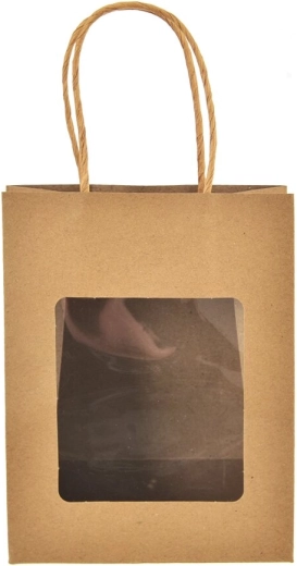 Bolsa de regalo de papel nature con ventana 14 × 7 × 18 cm