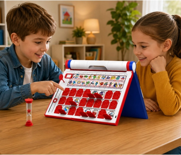 Juego lógico para 2 jugadores con ventanillas abatibles