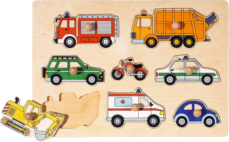 Puzzle encajable de madera: medios de transporte