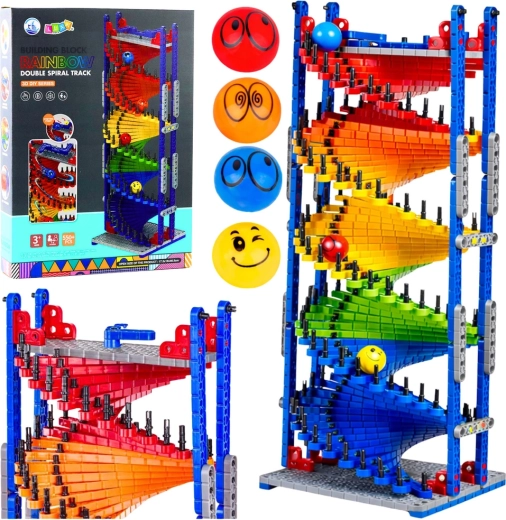 Juego de construcción: tobogán de canicas en torre, 550 piezas