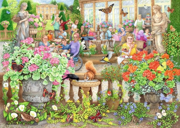 Puzzle Ravensburger Cosy Café Collection n.º 2: Cafetería en el invernadero, 1000 piezas