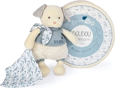 Set de regalo Doudou - Perrito de peluche con mantita de algodón BIO 22 cm