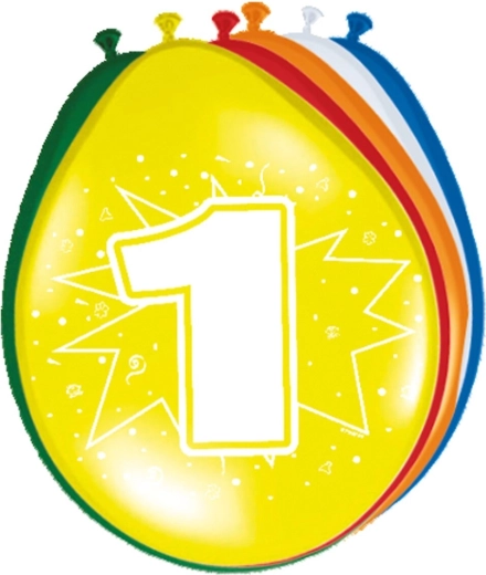 Globo de látex número 1 (mix de colores, 1 ud.)