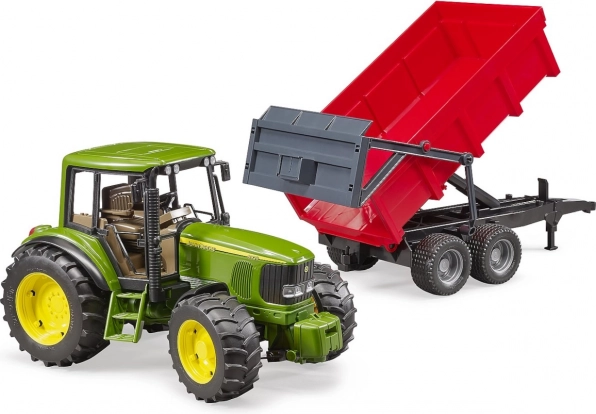 Tractor Bruder John Deere con remolque basculante 1:16
