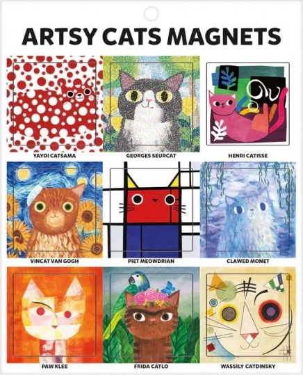 Mudpuppy gatos artísticos – set de imanes 9 uds.
