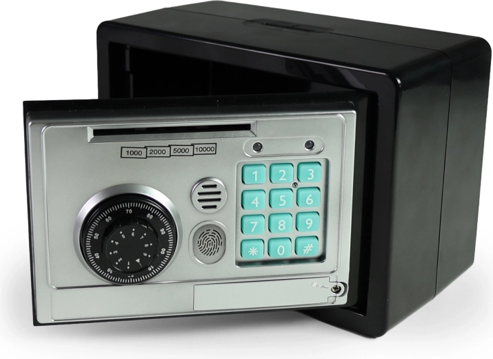 Hucha electrónica infantil con forma de caja fuerte y huella dactilar