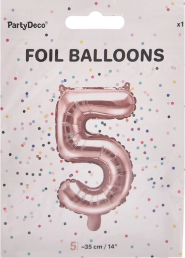 Globo de foil número 5 rosa perlado 35 cm