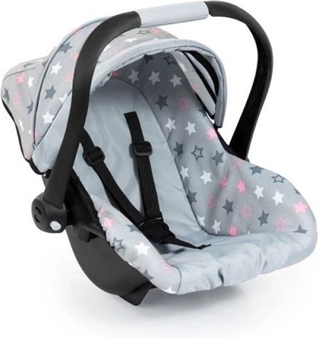 Silla de coche Bayer para muñecas con capota estrellitas gris