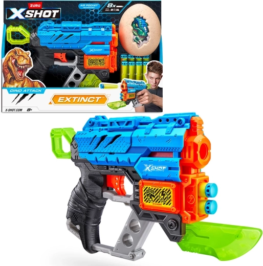 Bláster X-Shot Dino Attack Extinct con huevo mediano y 8 dardos