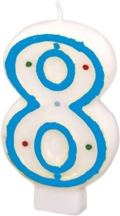 Vela número 8 con lunares de colores Amscan