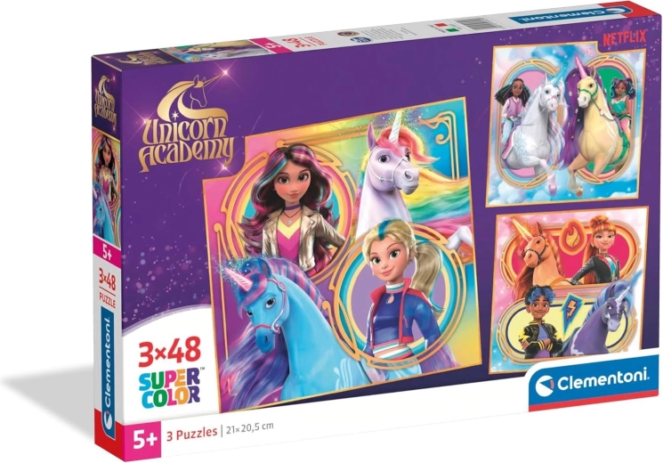 Puzzle Academia de Unicornios 3×48 piezas