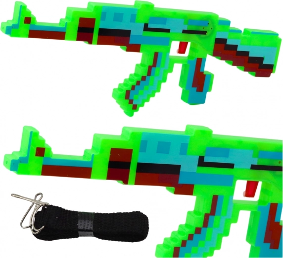 Rifle pixelado con efectos de sonido y luz, verde, 39 cm