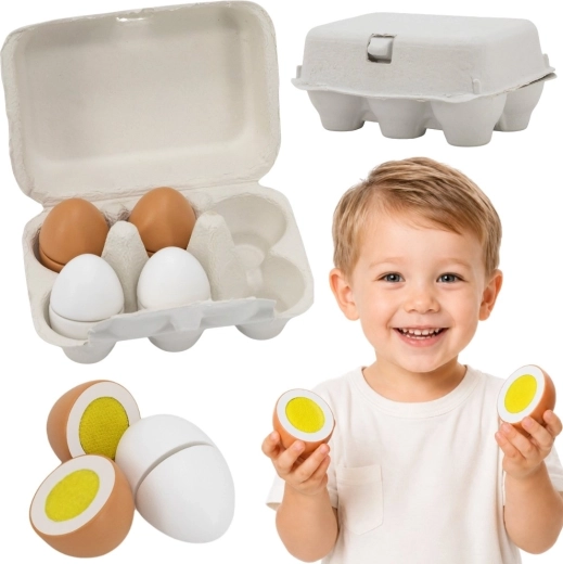 Viga set de madera con 6 huevos en huevera