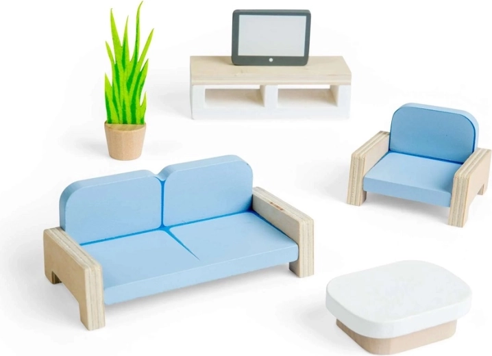 Bigjigs Toys muebles de madera para casa de muñecas – sala de estar