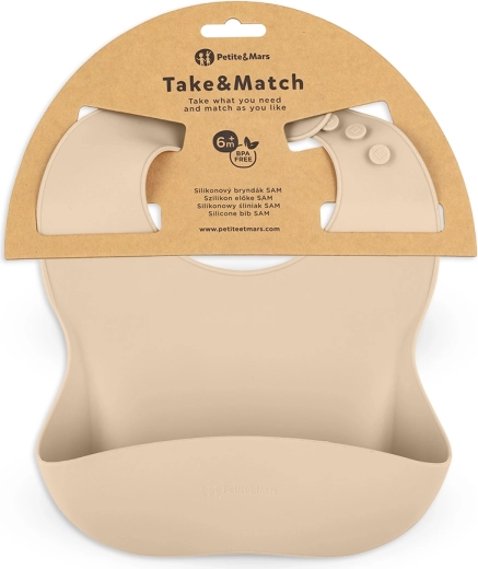 Babero de silicona Petite&Mars Take&Match desert sand