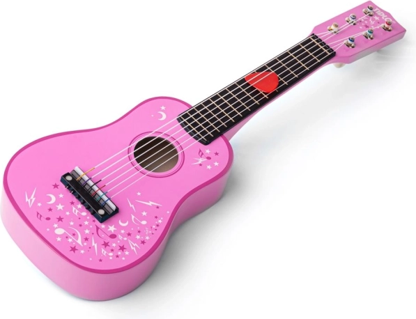 Guitarra infantil de madera Tidlo con forma de estrella (rosa)