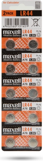 Pila alcalina de botón LR44W de 1,5 V - 10 unidades
