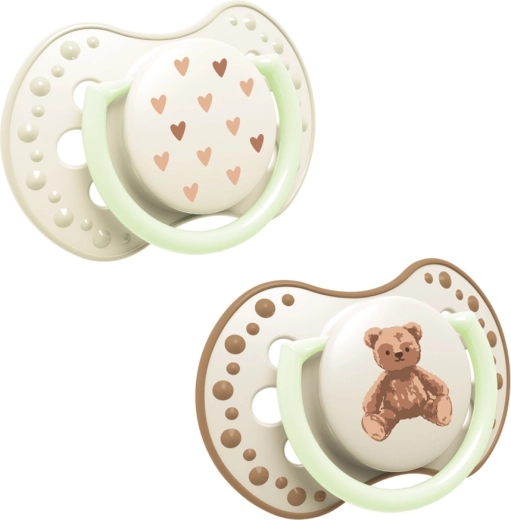 Chupete dinámico luminoso de silicona LOVI Teddy love 18m+ (2 uds)