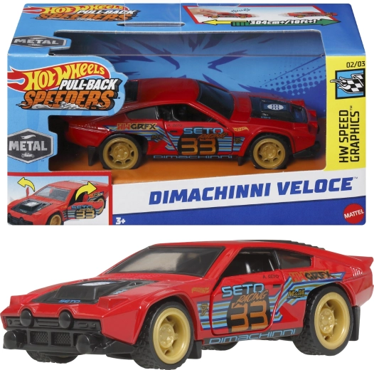 Hot Wheels Pull-Back Speeders Dimachinni Veloce coche 1:43