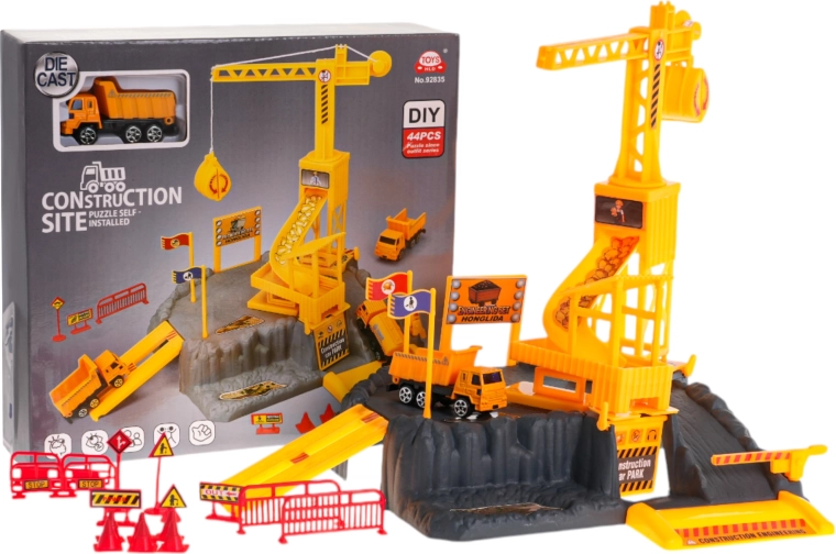 Set de construcción con grúa y accesorios para niños