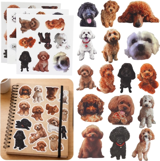Pegatinas con caniches – set de 54 uds., motivos realistas de perros