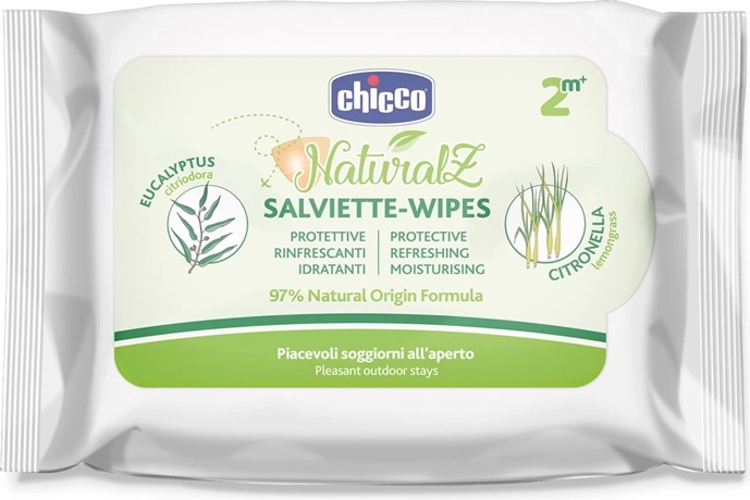 Chicco toallitas protectoras y refrescantes contra mosquitos para niños desde 2 meses, 20 uds.