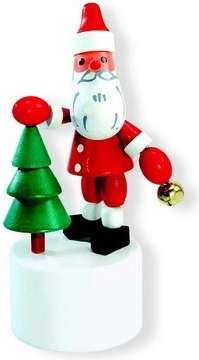 Figura de madera con mecanismo al presionar Santa Claus con arbolito DETOA