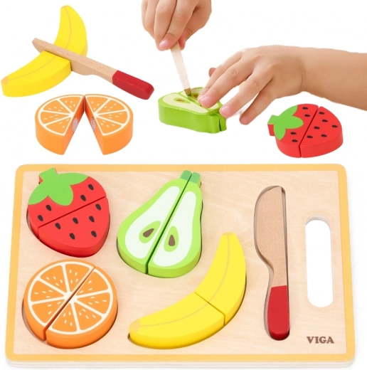 Viga Montessori juego de madera de frutas para cortar
