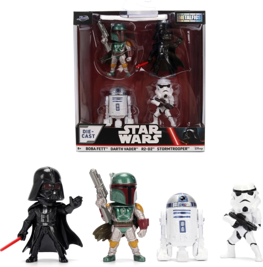 Set de 4 figuras STAR WARS Metalfigs – Darth Vader, R2‑D2, Stormtrooper y Boba Fett