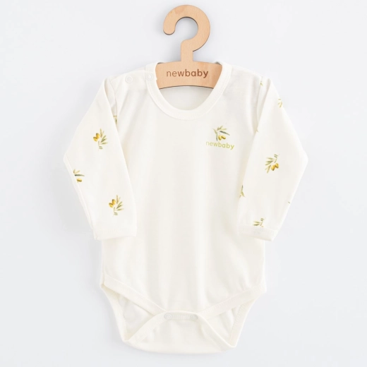 Body para bebé con manga larga de algodón orgánico NEW BABY Olivas, talla 74 (6–9 meses)