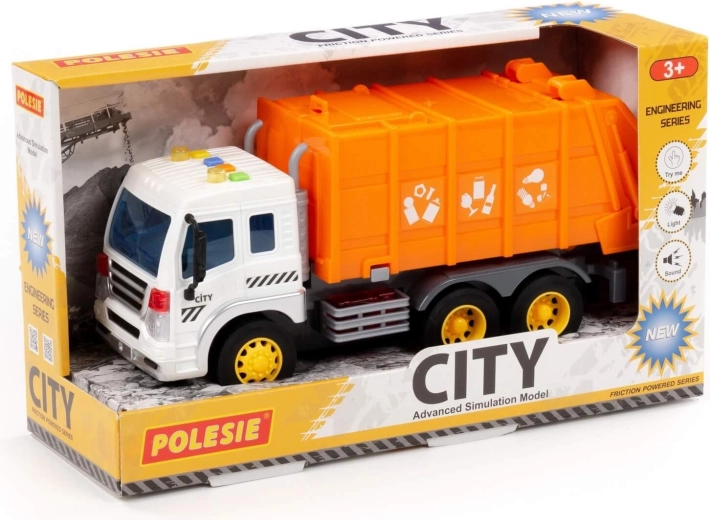 Camión de basura City de tracción inercial con luz y sonido