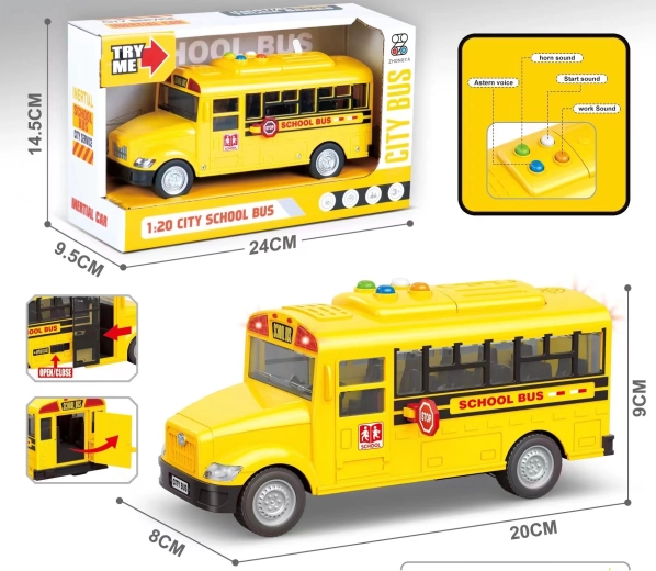 Autobús escolar con luz y sonido 1:20