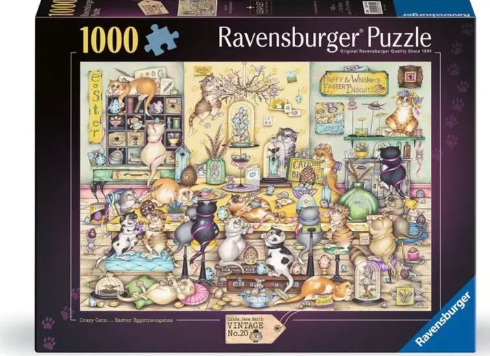 Ravensburger Puzzle Vintage Crazy Cats n.º 20: Espectáculo de Pascua de 1000 piezas