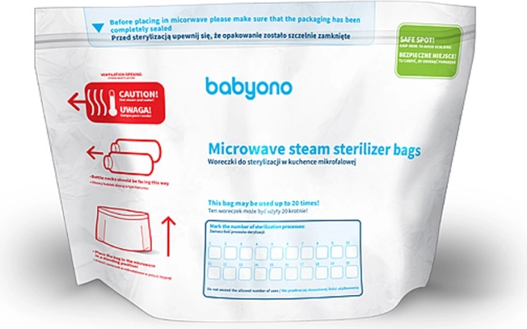Bolsas esterilizadoras Babyono para microondas - 5 unidades