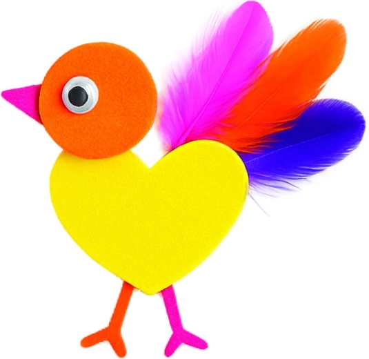 Animales alegres de espuma y plumas