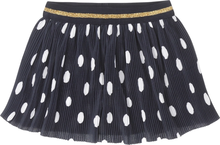 Dirkje falda plisada para niña azul marino con lunares blancos (talla 104)