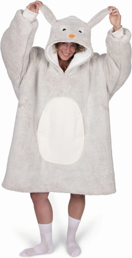 Manta tipo sudadera Cozy Noxxiez cálida con capucha de conejo