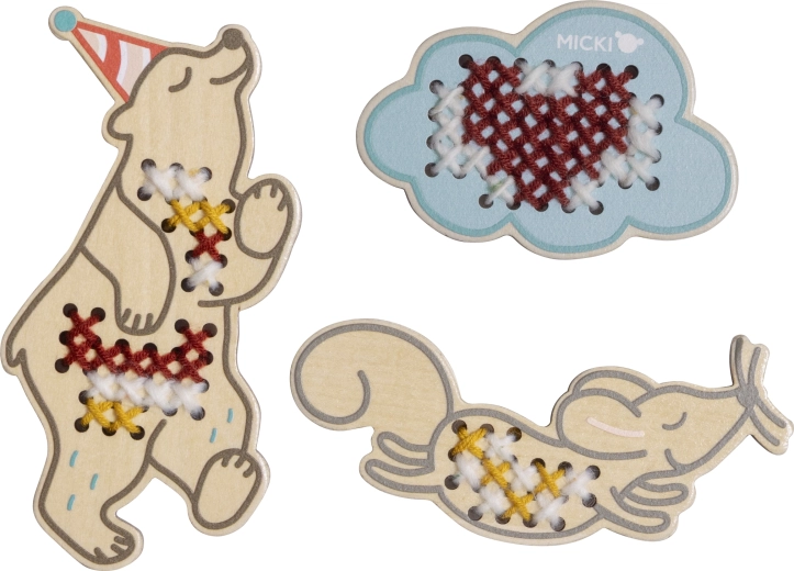 Micki set de bordado de madera para niños