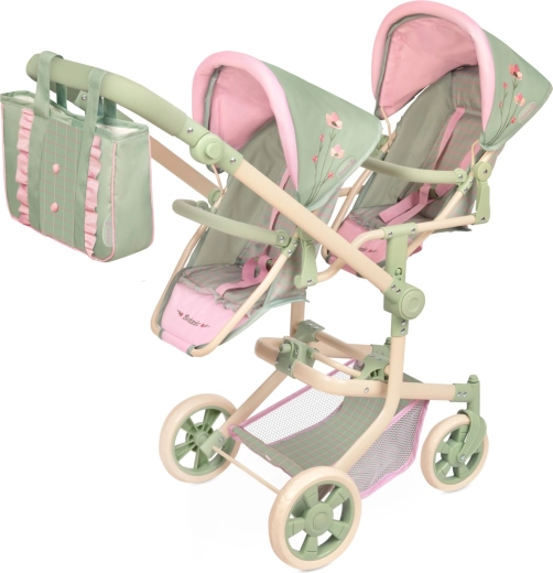 Cochecito plegable doble para muñecas DeCuevas Botanic 2026 con bolso, altura 91 cm