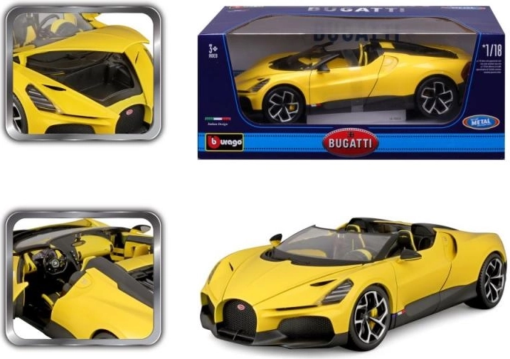 Modelo metálico de coche 1:18 BBURAGO Bugatti Mistral amarillo