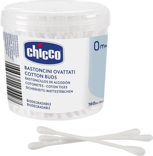 Bastoncillos de algodón Chicco de 100% algodón 160 uds
