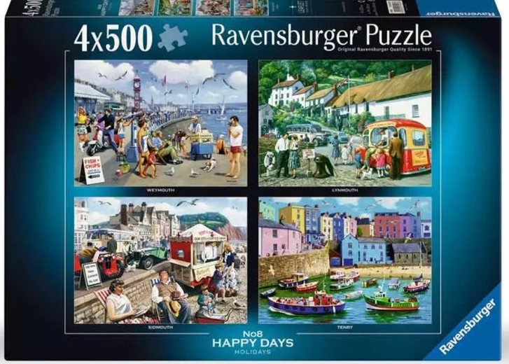 Puzzle Ravensburger Happy Days: Vacaciones 4×500 piezas