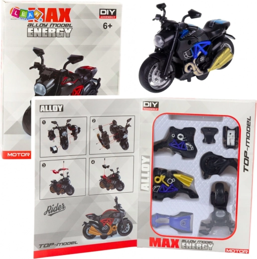 Motocicleta metálica para montar 1:14 – modelo DIY azul