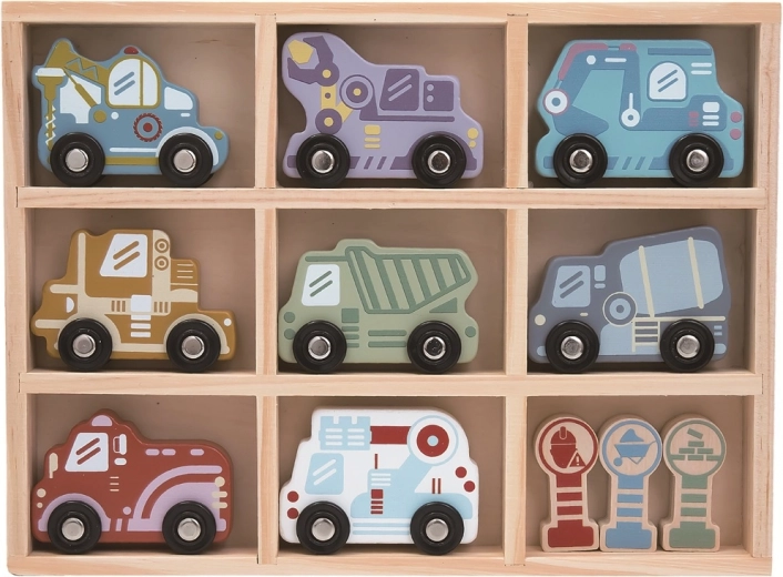 Set de coches de madera con estantería 2Kids Toys