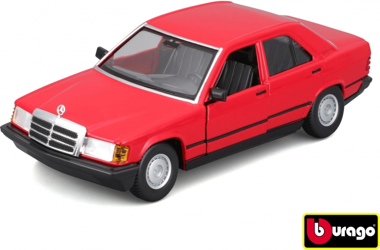 Modelo metálico de coche Bburago 1:24 Plus 1987 Mercedes-Benz 190E rojo