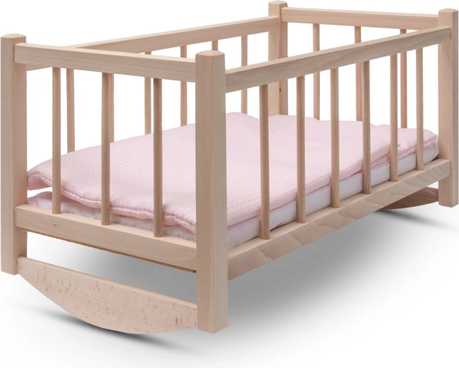 Cuna de madera para muñecas con ropa de cama Baby Mix