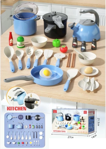 Juego de cocina de 32 piezas, azul